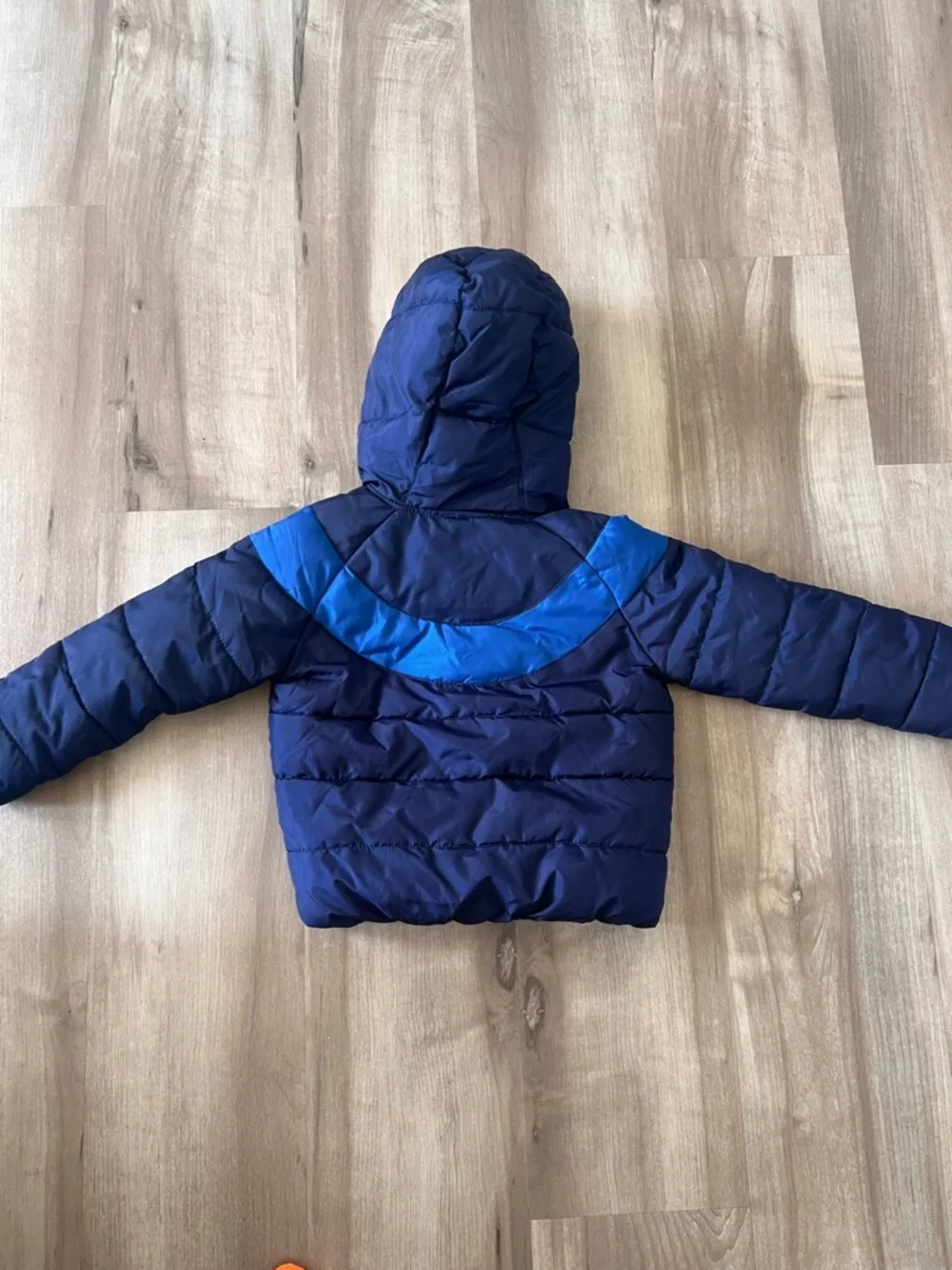 Nike Kids Navy and Royal Blue Hooded Puffer Jacket